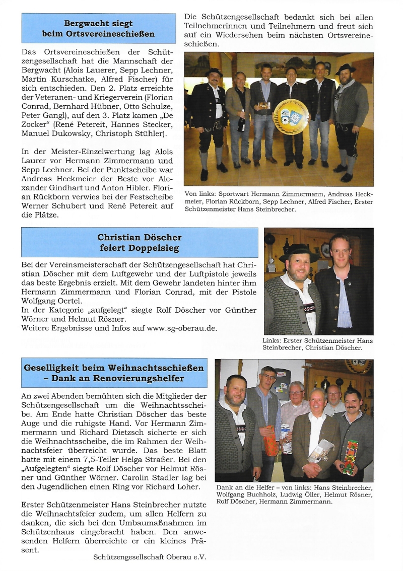 Artikel im Gemeindeblatt von Oberau